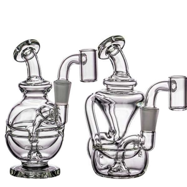 Small Glass Water Bongs Smoking Glass Pipe Mini Oil Hookahs Bong Recycler Water Pipes With 10mm banger 7.1inchs