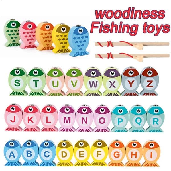 Children Wooden Fishing Game Toys Gift Early Education Alphabet Numeric Cognitive Toys Children Interactive Games Toys for Gifts 250910BJ
