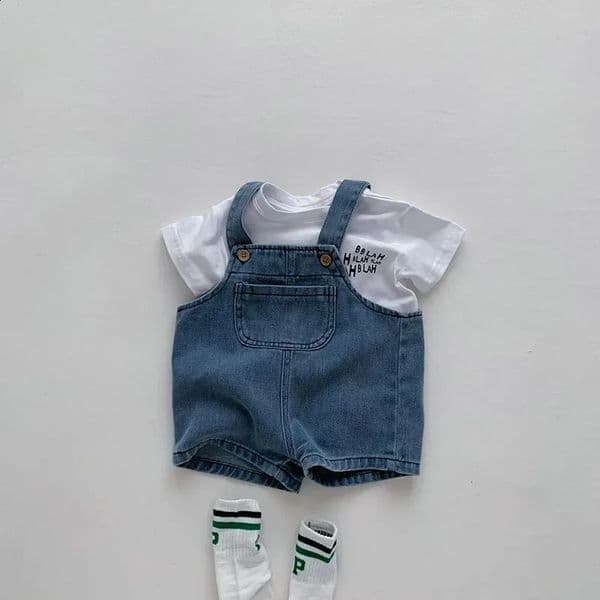 Summer Baby Clothing Set Toddler Girls Clothes Suit Infant Tee and Denim Overall Boys Outfit 250910