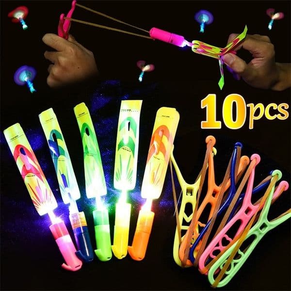 Magic Luminous Toy LED Luminous Toy Outdoor Party Fun Gift Rubber Band Ejection Luminous Rocket Airplane Flying Toys 250910CJBJ