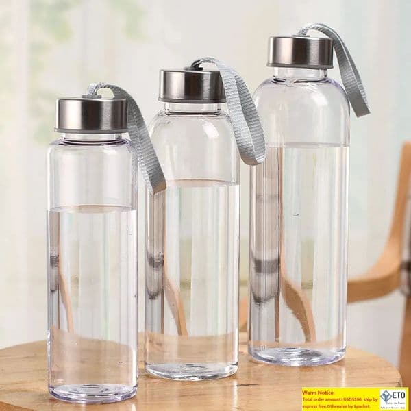 New Outdoor Sports Portable Water Bottles Plastic Transparent Round Leakproof Travel Carrying For Water Bottle Studen Drinkware LL