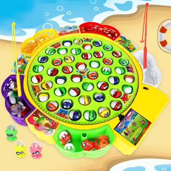 Fishing Toys Electric Rotating Magnetic Play Game Music Spinning Fish Plate Water Party Musical Sports Toy Set Toy for Kid Gift 250910BJ