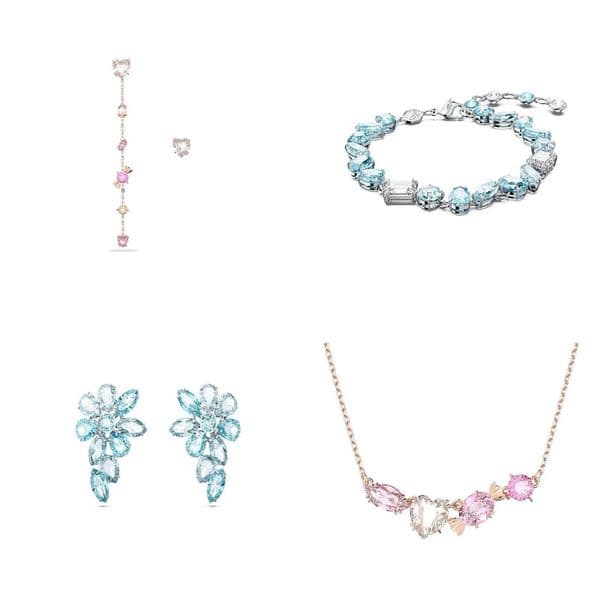 candy color ornament jewelry set luxury necklace designer earrings ring Vintage flowery colorful bracelet contrast crystal jewelry womans designer necklace gift