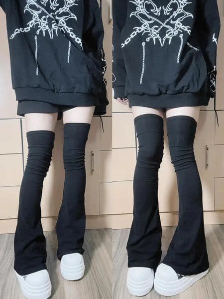 Solid Black Thigh High Socks Japanese Subcultural Spicy Girl Over Knee Leg Covers Cute Soft Long Sock for Women Warmers 250910BJ
