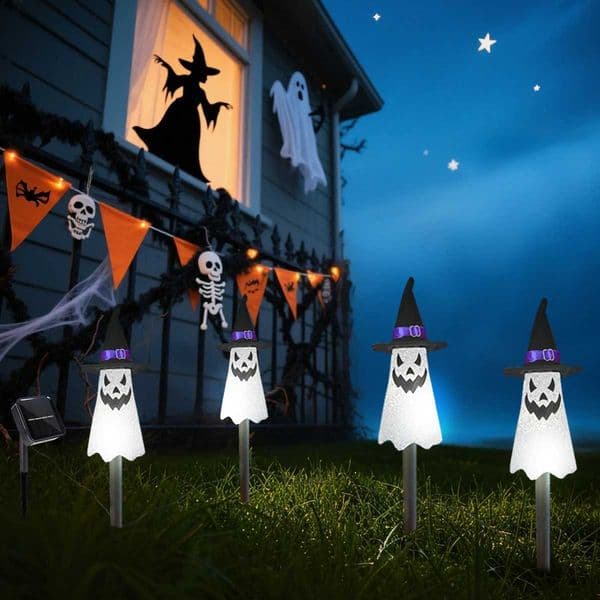 4pcs Halloween Solar Stake Lights Crystal Dance Skirt Ghost Pathway Garden Landscape Light For Home Garden Patio Yard Decoration Z250911