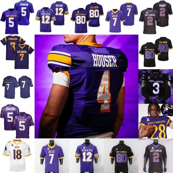 East Carolina Pirates ECU Football Jersey College Jake Katin Houser Brock Spalding Montgomery Marlon Gunn Jr. TJ Engleman Wilson Craig Jenkins Conner Riles Ditta