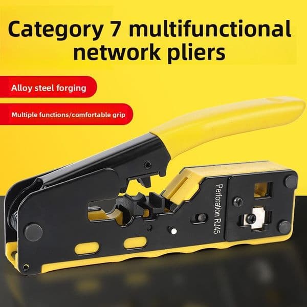 7 Perforated Network Cable Crimper, 5, Super 5 to Category 8 Multi-Functional Crimper