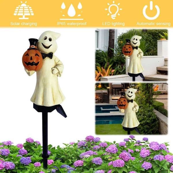 Outdoor Halloween Ghosts Pathway Light Waterproof Solar Pumpkin Stake Light for Christmas Halloween Party Decoration Night Light Z250911