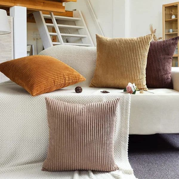 Solid Color Big Corn Striped Corduroy Decorative Pillowcase Cushion Cover Soft Throw Pillow Case for Couch Sofa Bed JAF010 250909