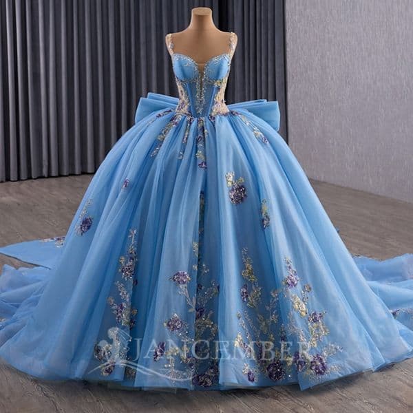 Light Blue Ball Gown Quinceanera Dresses Off The Shoulder Sequin Applique Lace Beads Bow Tull Party Birthday Sweet 16 Dress Vestidos 15 De Anos