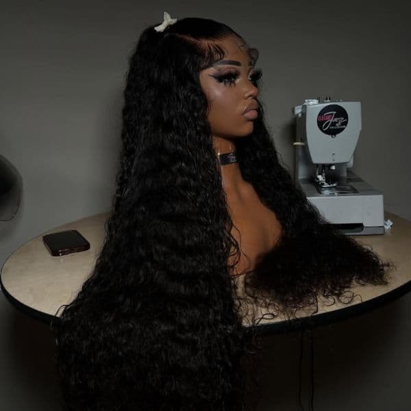 30 Inch Long Curly Human Hair Wigs for Black Women Deep Wave 13x6 HD Lace Front Human Hair Wig Middle Part Simulated Scalp Small Glueless Brazilian Wigs