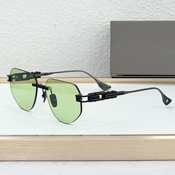 Designer Sunglasses For Women DTS 164 GRAND IMPERYN Rimless Alloy Green to clear Gradient Lens Sunglasses Leisure Vacation Outdoor Driving designer glasses men