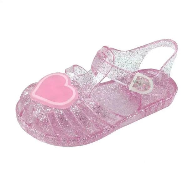 Summer Children Jelly Princess Sandals Sweet Heart Shaped Girls Toddlers Baby Breathable Hollow Shoes 250911BJ