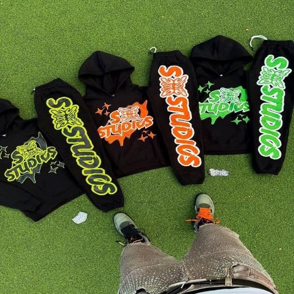 High Street Trendy Casual Clothing Hip Hop Fashion Colorful Letter Men Set American Harajuku Retro Oversized Hoodie Women 250911BJ