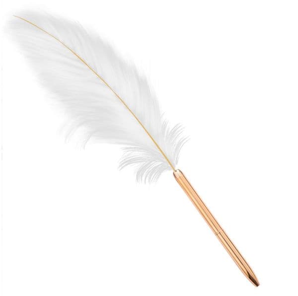 Wholesale Rose Gold Rod Advertising Pens White Feather Metal Ballpoint Pen Creative Gift ni292
