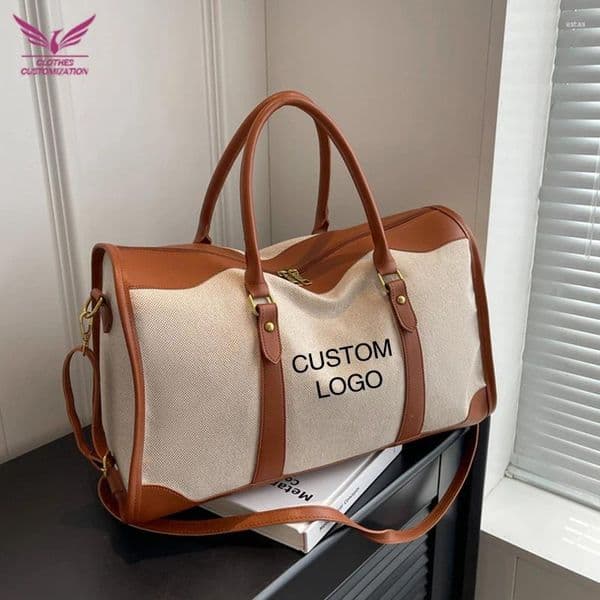 Duffel Bags Women Canvas Large Capacity Travel Custom Storage Handbag Vintage Fitness Luggage Bag Personality Customization