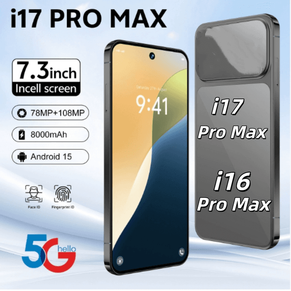 New i17 i16 Pro Max 5G Smartphone 16GB RAM 1TB Camera 48MP 108MP Face ID GPS Octa Core Android Phone