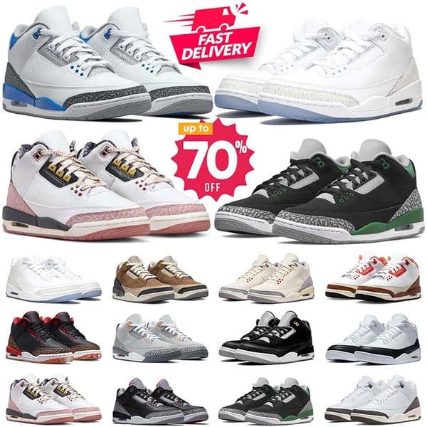 Designer Sneaker 3 Basketball Shoes for Men Women Diffused Blue Pure Money Metallic Sier Brown Grey Pine Green Outdoor Sports Mens Trainers Sneakers