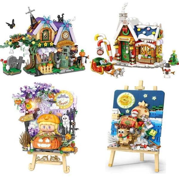 Mini building blocks Halloween Christmas world famous threedimensional painting building blocks decoration childrens gift X250913
