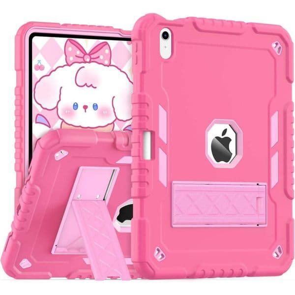 (A16) Case 11th Generation 11 2025 / iPad 10th 10.9 inch 2022, Heavy Duty Durable i Pad 11/10 Gen Cover with Pencil Holder/Stand for Kids Girls (Pink)