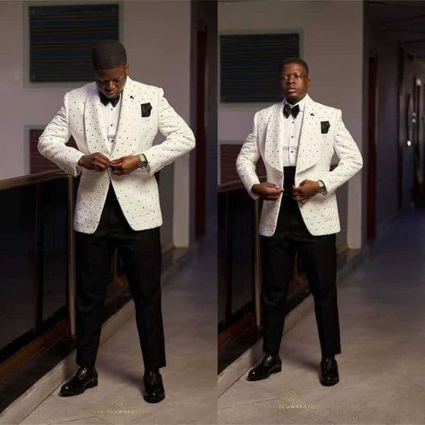 Plus Size Men Wedding Tuxedos Customized Beads Groom Jacket Sets Fashion Birthday Party Show Wear 2 Pieces