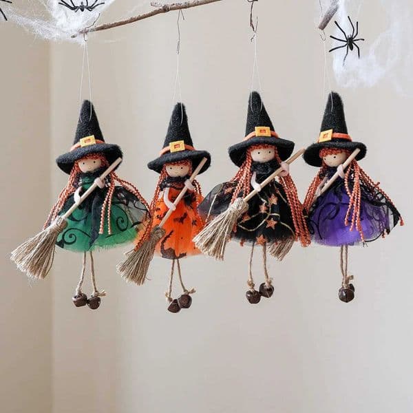 Halloween Witch Ornament Festive Broomstick Angel Hanging Pendant Witch Girl Doll Decoration Playful Halloween Witch Hanging For X250913