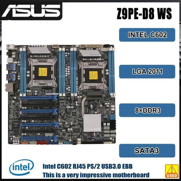 ASUS Z9PED8 WS Server Motherboard LGA 2011 Intel C602 DDR3 2133 7PCIE X16 EEB Support Xeon E52600 Processor
