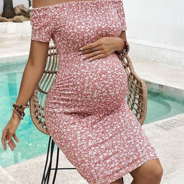 2024 summer Korean version of the slimming fashion line shoulder floral skirt temperament maternity dress250912BJ
