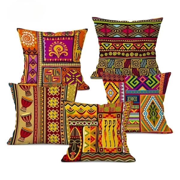 African Style Cushion Cover Tribal Ethnic Geometric Pattern Decorative Pillowcase Throw Pillow Cover for Home Sofa Decor