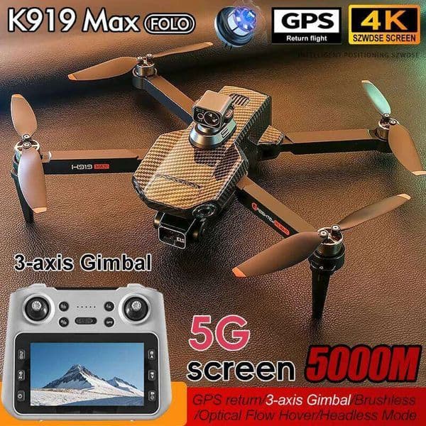 K919 MAX GPS Drone Professional 4K HD Camera 3-Axis Gimbal Obstacle Avoidance Brushless 5G WIFI Large Screen RC Quadcopter Toys