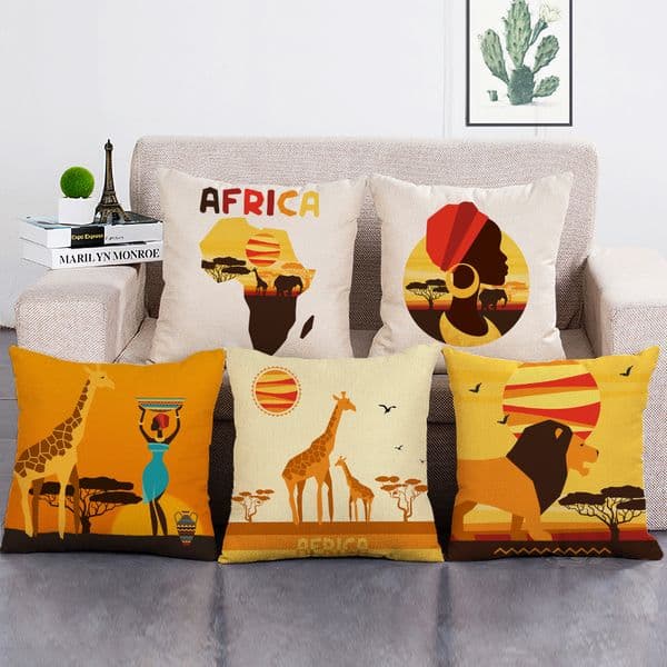 African Decorative Cushions Cover African Art Home Decor Living Room Sofa Throw Pillow Case Pillowcase
