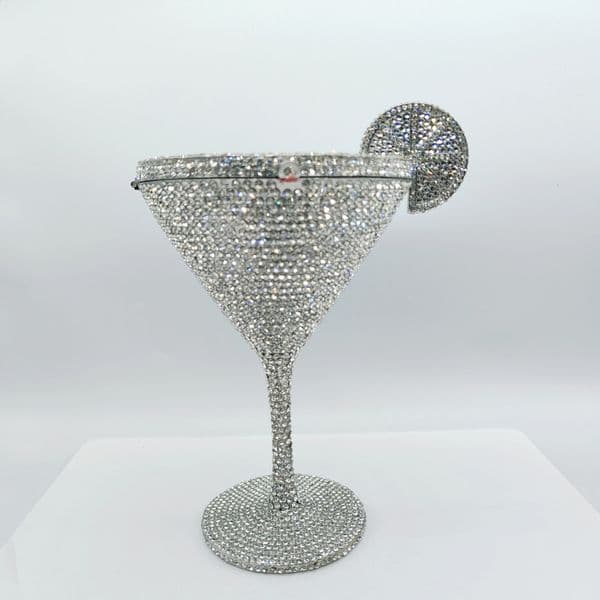 High Quality Goblet Shape Martini Cocktail Crystal Studded Dinner Bag Diamond Clutch Rhinestone Women Evening Bag 250815BJ