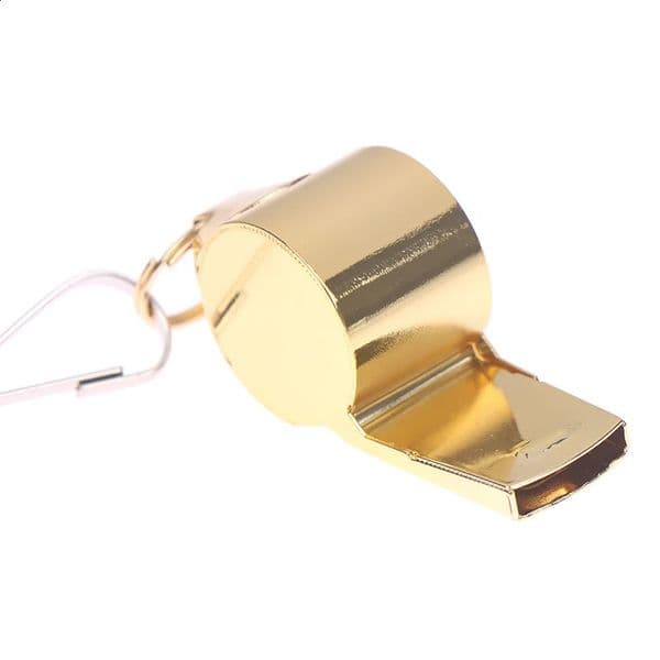2026 New High Quality Stainless Steel Golden Hanging Neck Sports Lifeguard Whistle 250912 Free Shipping