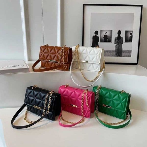 Fashion new rhombic handbag bag solid color Joker small bag dating ladies diagonal bag leisure commuter chain shoulder bag Z250913