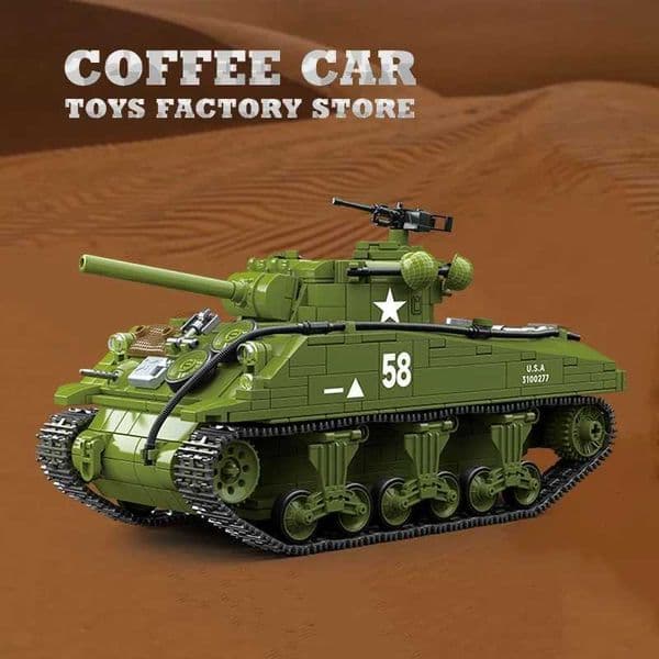 Quanguans new like World War II military Sherman M4A3 medium tank Boy Assembly building block toy 100277 Z250915