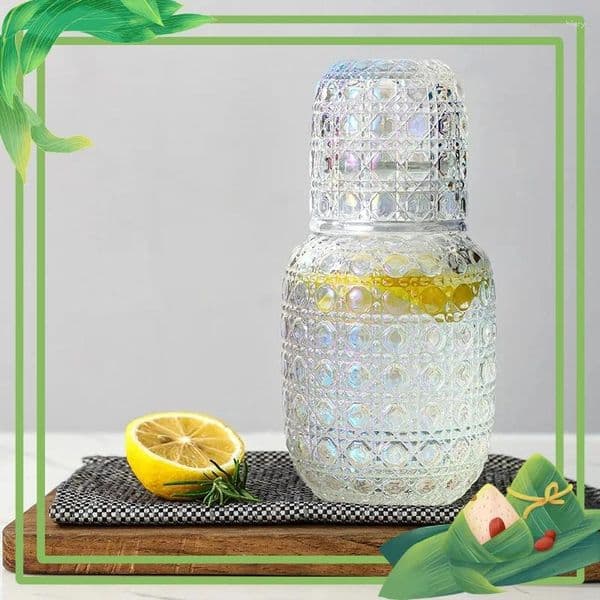 Water Bottles Embossed Gem Pattern Large-Capacity Glass Cooling Kettle - Household Juice Cup Wine Jug & Set Companion