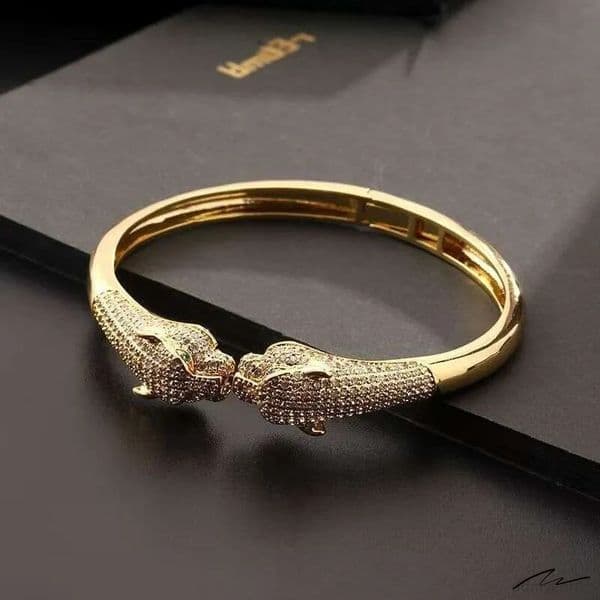 2026 new leopard print open cuff bracelet gold plated hip hop bangle with zircon stones animal jewelry for women men ddmyearth designe