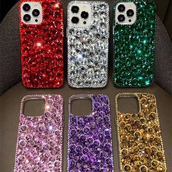 Luxurious Case for Apple 16 Pro Max, iPhone 14 Protective Cover, Full Diamond 13 Fashionable 15 Shockproof