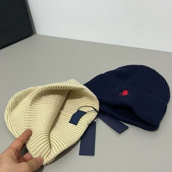 Designer side cap, small horse embroidered brim cap, men's and women's same style knitted cap, outdoor cold-proof and warm black cold-proof pullover cap