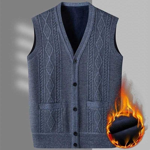 Mens Knitted Vest Sweater Vest for Men Autumn Winter Warm Slim Fit Cardigan Waistcoat Coat with Pockets Outdoor Clothing W250915