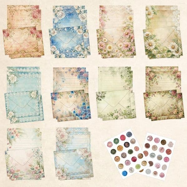 Gift Wrap 30 Sets Aesthetic Vintage Envelopes Letter Paper Kits DIY Postcard Invitation Cards Cover Stationery Supplies