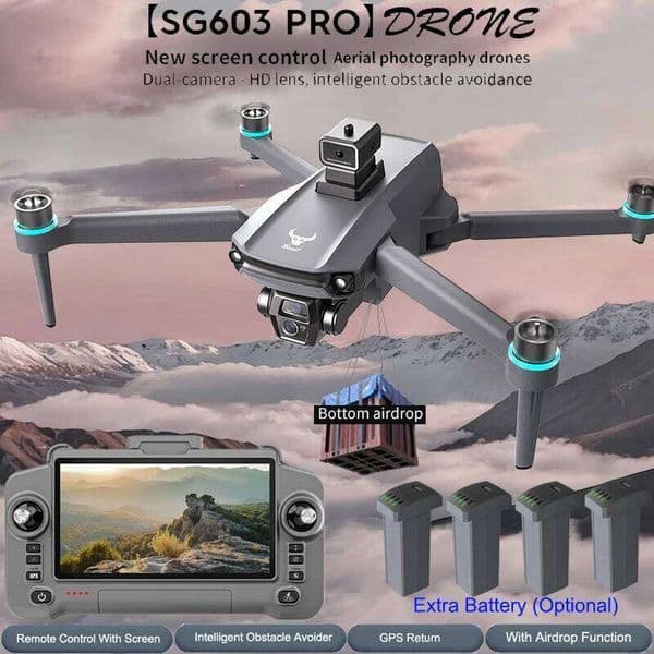 New Sg603 PRO Drone Remote Control With Large Screen HD Camera Obstacle Avoidance Foldable Brushless GPS RC Quadcopter Toy Gift