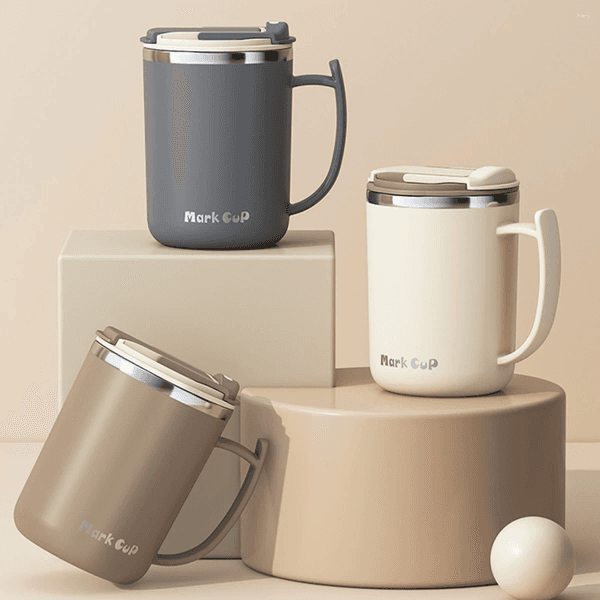 Mugs 304 Stainless Steel Insulated Coffee Cup With Tea Strainer&Spoon Portable Double-layer Mug Leak-proof Drinking For Student