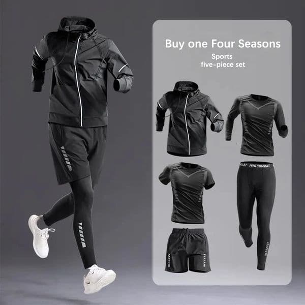 AllSeason Mens Sportswear SetSuit Tracksuit for Running Cycling Fitness Hikinggym clothing men jogging boxing5 pcs 250915