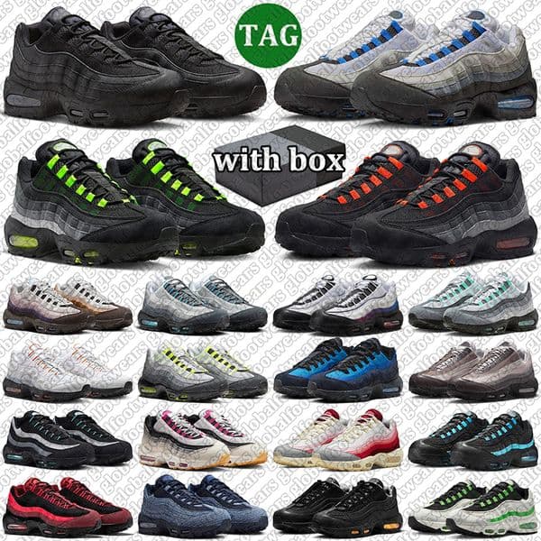 with box running sneakers for men women 95s designer shoes triple black white navy blue green grey pink red mens womens outdoor sports 95 trainers