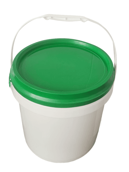 Large-Capacity 10L Chinese-Style Plastic Bucket with Lid Green Lid, White Body Food-Grade Material Ideal Choice for Home and Commercial Storage