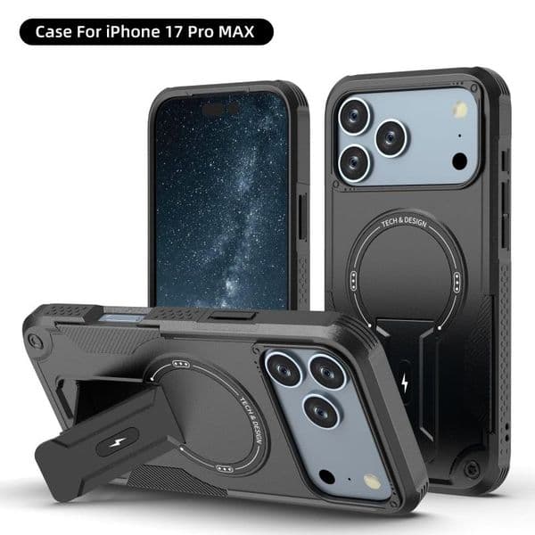For iPhone 17 Pro Max Case Crossbody with Magnetic Kickstand Armor Cover with Adjustable Lanyard Strap Cell Phone Case for iPhone 11 12 13 14 15 16 17 Samsung Google