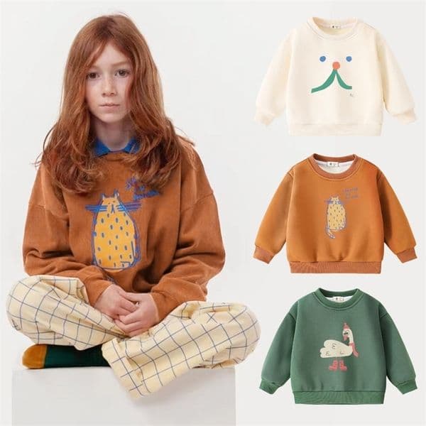 Winter Fleece Sweatshirts for Kids Sweaters Pullover Thicken Warm Girls Hoodies Cartoon Boys Tops Toddler Baby Clothing 250915BJ