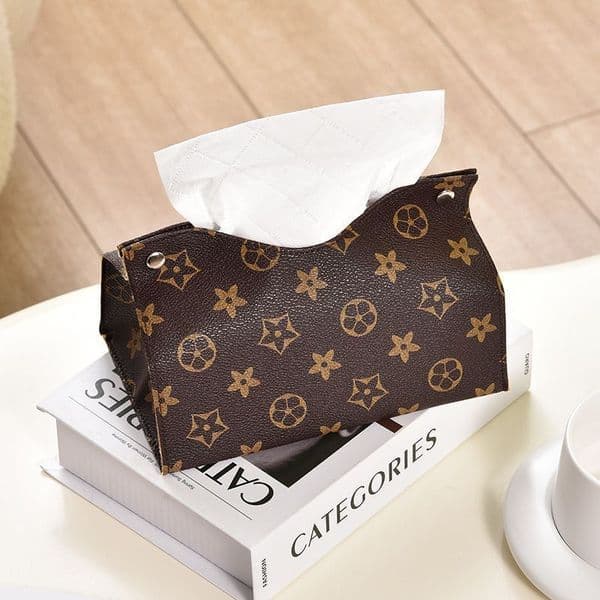 Designer Luxury Retro Furniture Tissue Box PU Napkin Holder Desktop Bedroom Coffee Table Paper Drawer Leather Car Universal Organizer Classic Letter