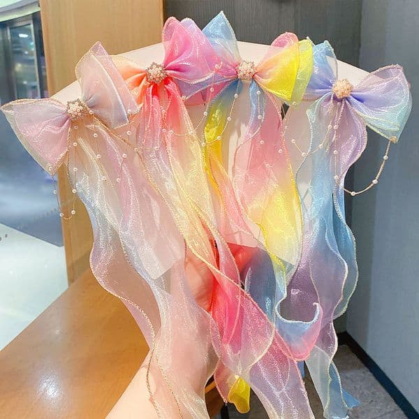Bow Hair Clips Cute Ribbon Hair Bows for Girl 13 inch
